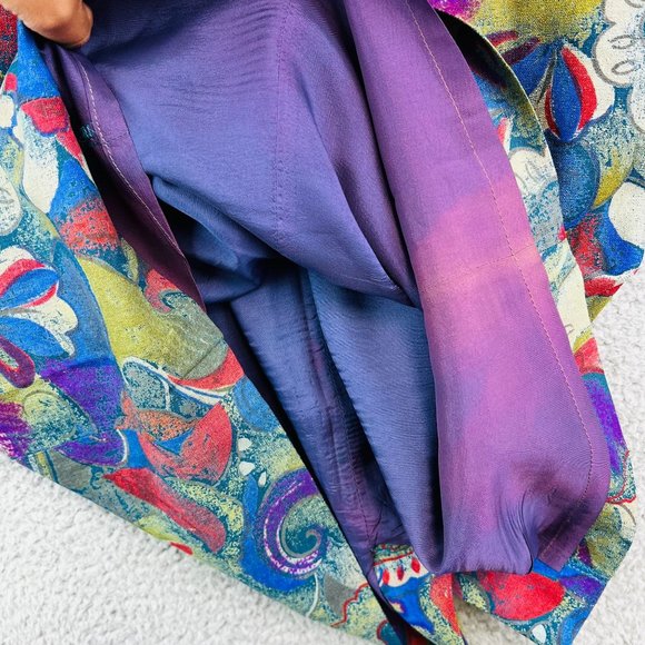 Vintage George Georgiou Colorful Abstract Print 100% Silk Dress Small - Picture 8 of 9